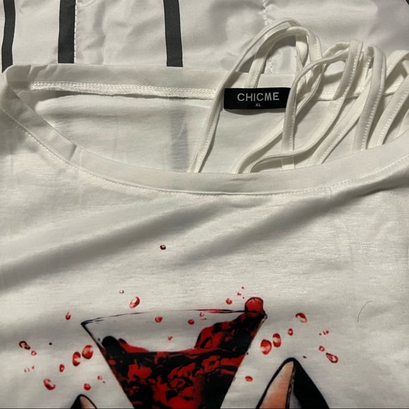 NWT- Women’s Graphic Print Off the Shoulder Lace T-Shirt,Size XL. - Picture 6 of 6